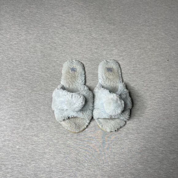 Victoria’s Secret Pompom Faux Fur Plush Open Toe House Slipper Slides - Picture 8 of 10